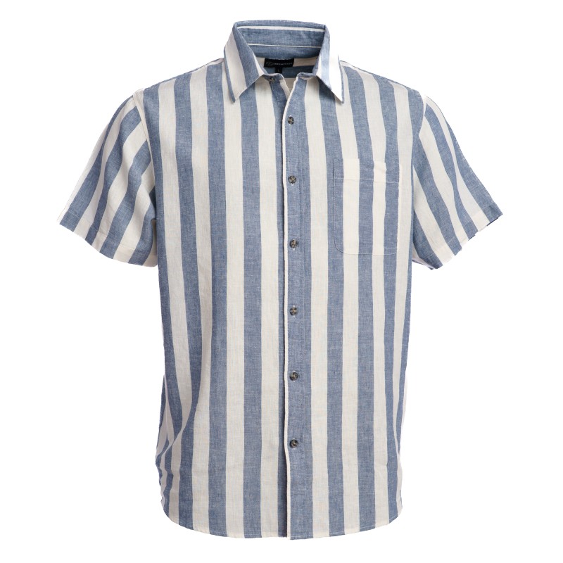 FINESMEKKER PLUS Tecopa Stribet Kortærmet Skjorte - Mid Blue