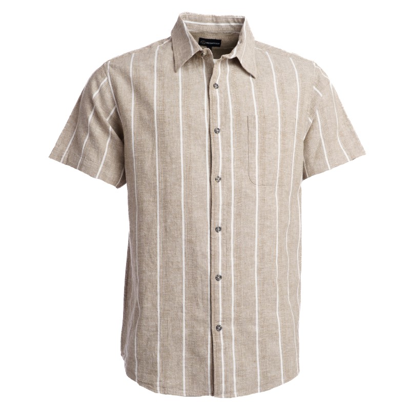FINESMEKKER PLUS Tiburon Kortærmet Stribet Skjorte - Light Sand