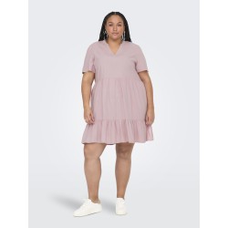 ONLY CARMAKOMA Tiri-Caro S/S V-Neck Hør Kjole - Violet Ice