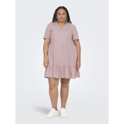 ONLY CARMAKOMA Tiri-Caro S/S V-Neck Hør Kjole - Violet Ice