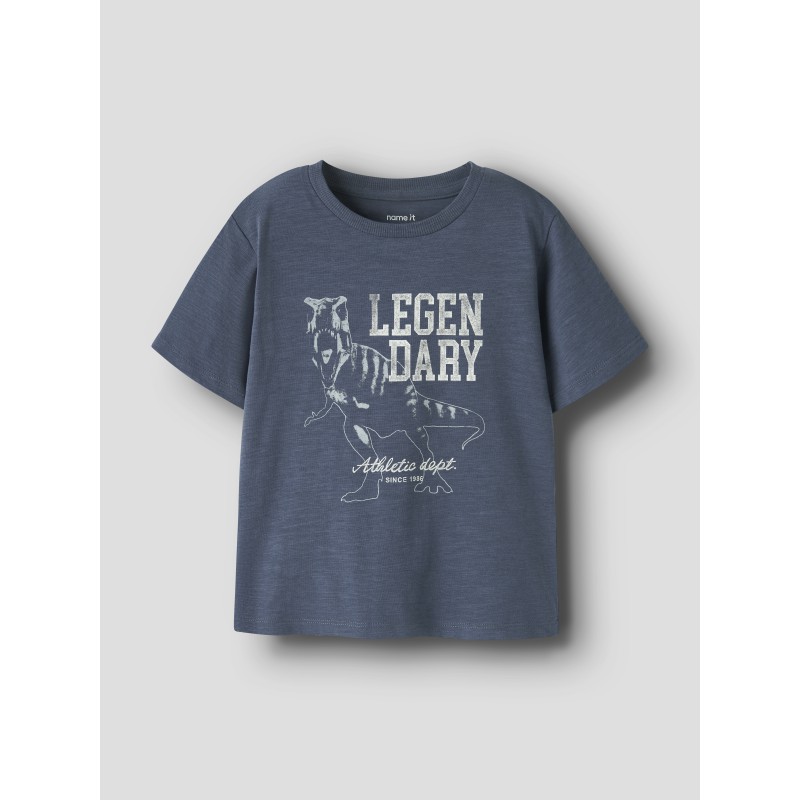 NAME IT MINI Feath Dino T-shirt - Vintage Indigo