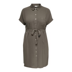 ONLY CARMAKOMA Metta Kortærmet Skjorte Kjole - Walnut