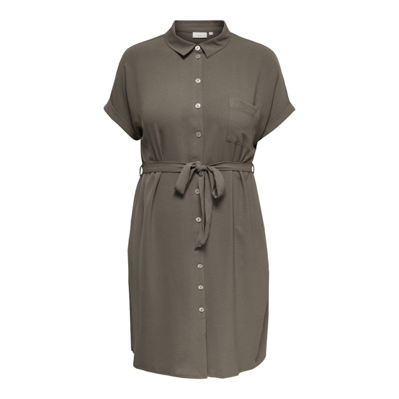 ONLY CARMAKOMA Metta Kortærmet Skjorte Kjole - Walnut