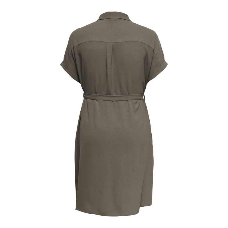 ONLY CARMAKOMA Metta Kortærmet Skjorte Kjole - Walnut