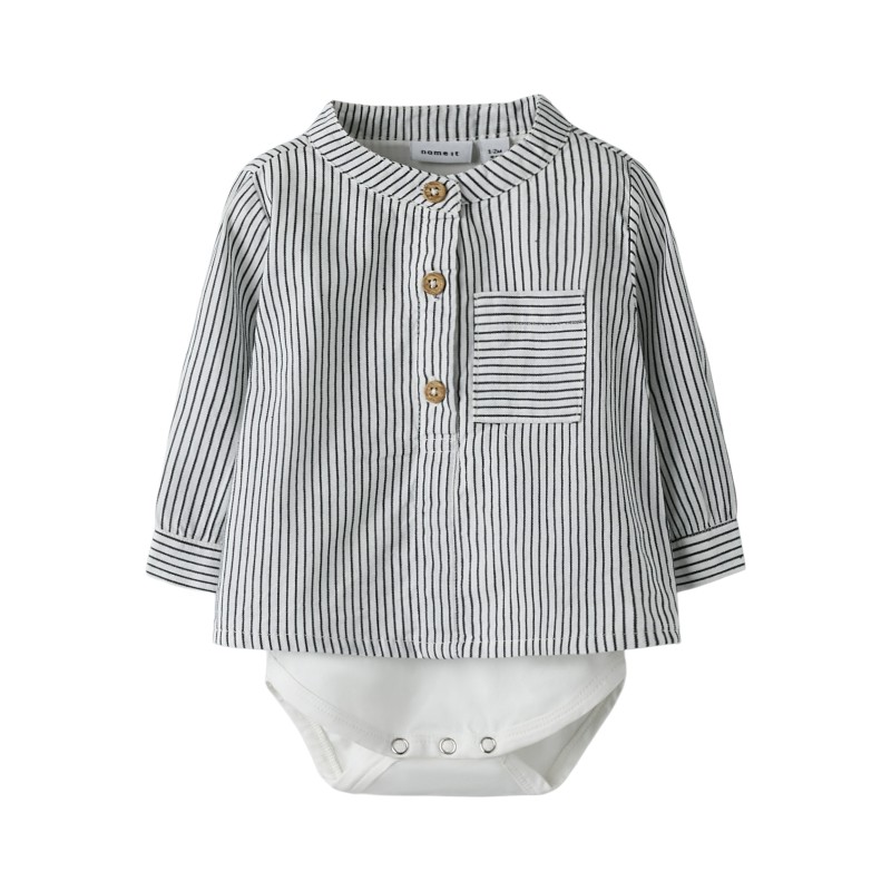 NAME IT BABY Far Stribet Blusebodystocking - Cloud Dancer