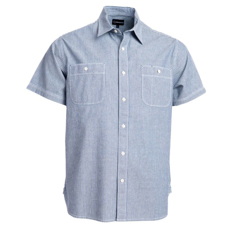 FINESMEKKER PLUS Tipton kortærmet skjorte - Mid Blue