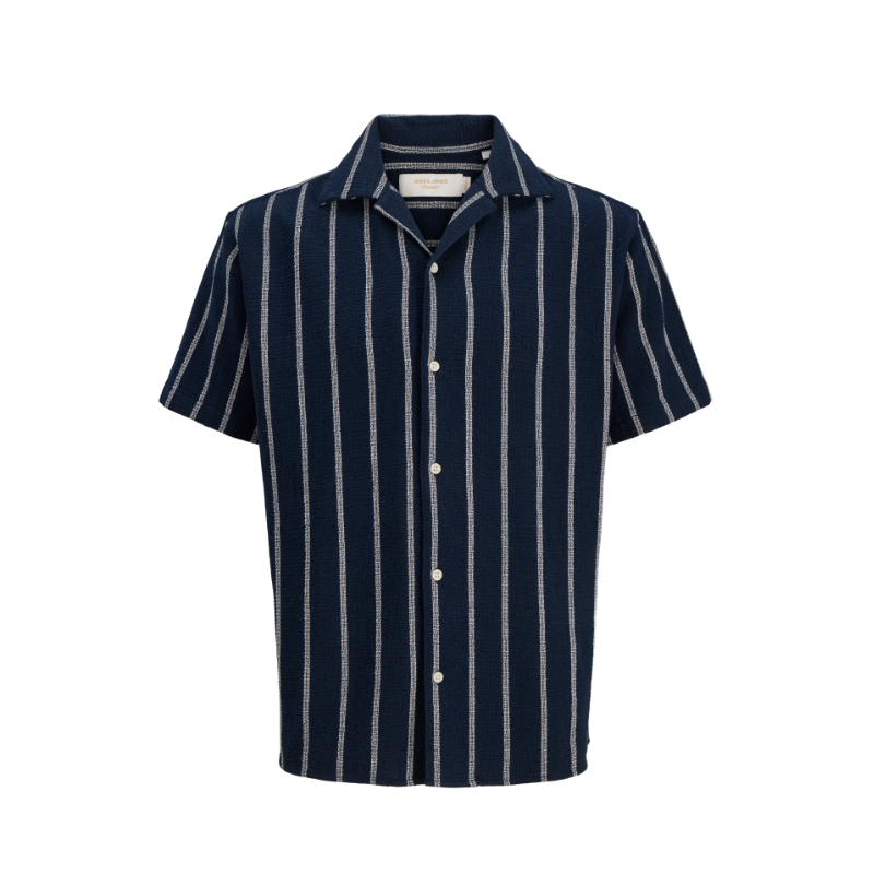 JACK & JONES JUNIOR Coba Stribet Resort Kortærmet Skjorte -  Sky Captain