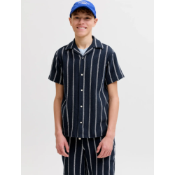 JACK & JONES JUNIOR Coba Stribet Resort Kortærmet Skjorte -  Sky Captain