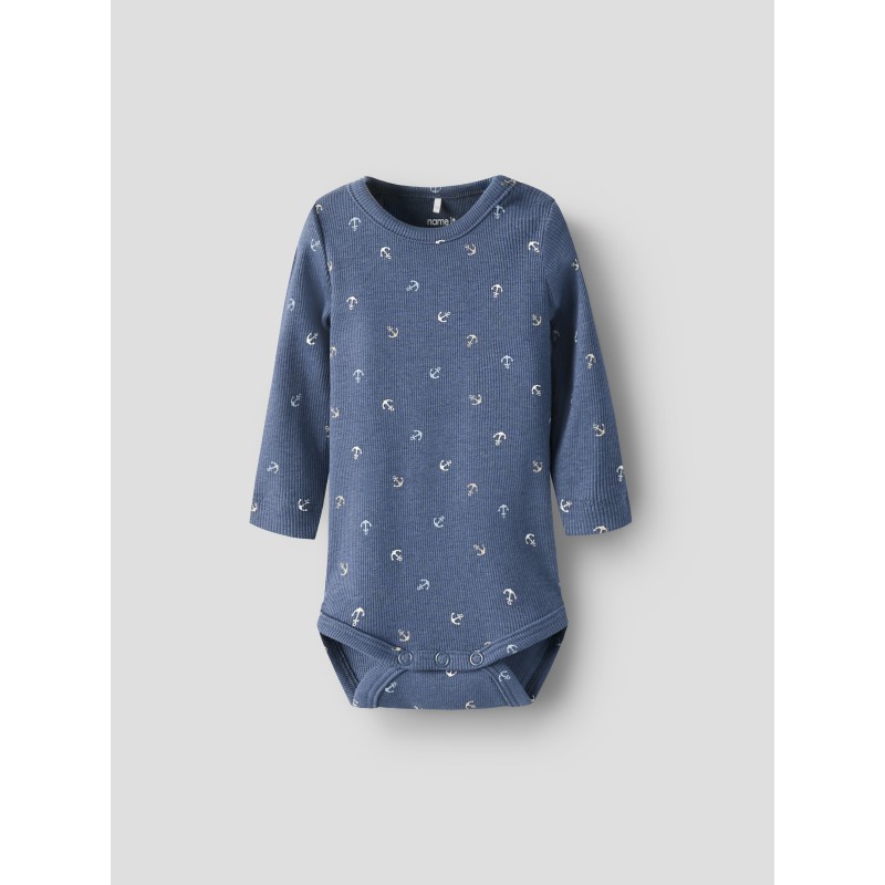 NAME IT BABY Fanchor langærmet body - Vintage Indigo
