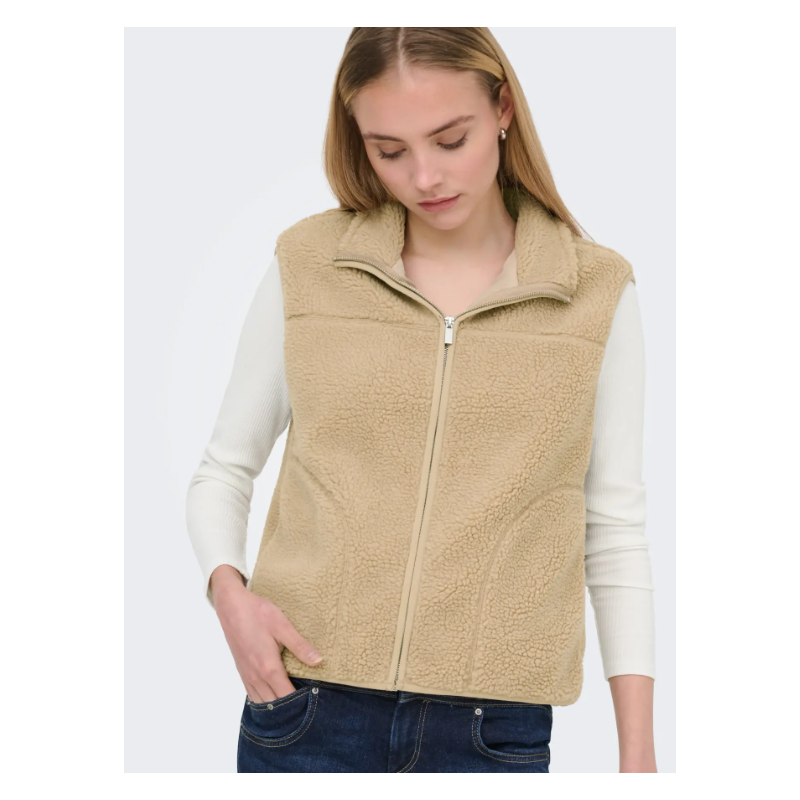 ONLY Baby Teddy High Zip Vest - Cornstalk