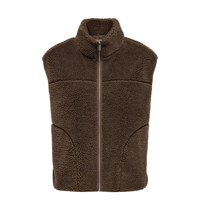 ONLY Baby Teddy High Zip Vest - Chocolate Martini