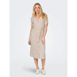 ONLY Siesta kortærmet hør kjole - Moonbeam