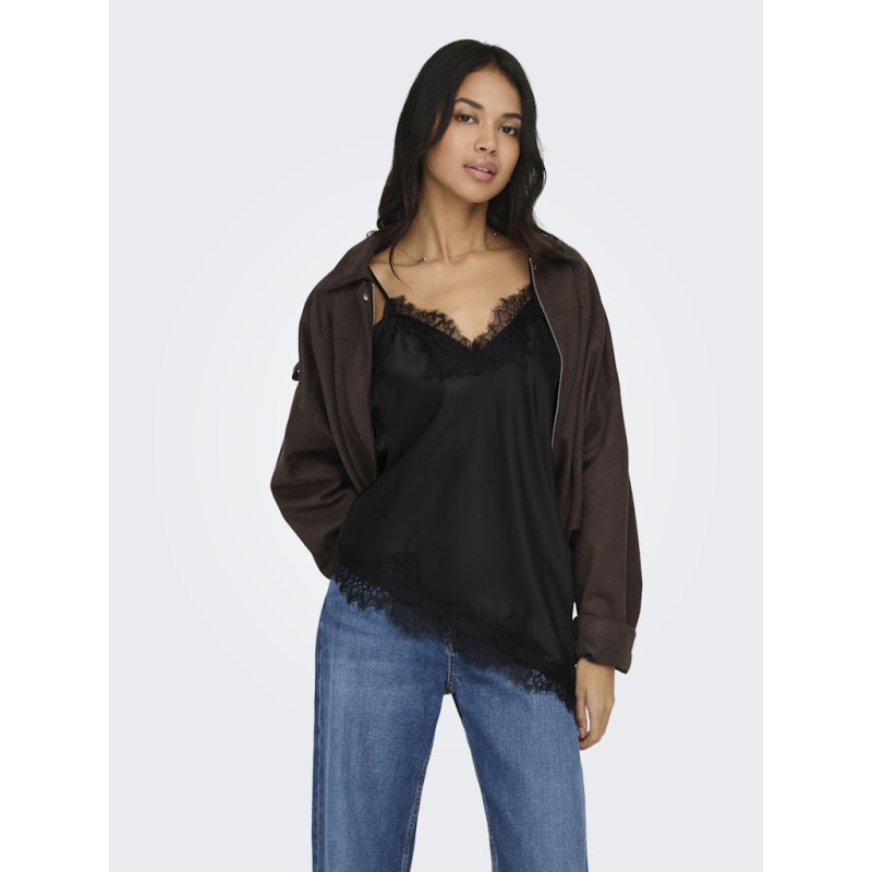 ONLY Bella Strop satin Blonde Top - Sort
