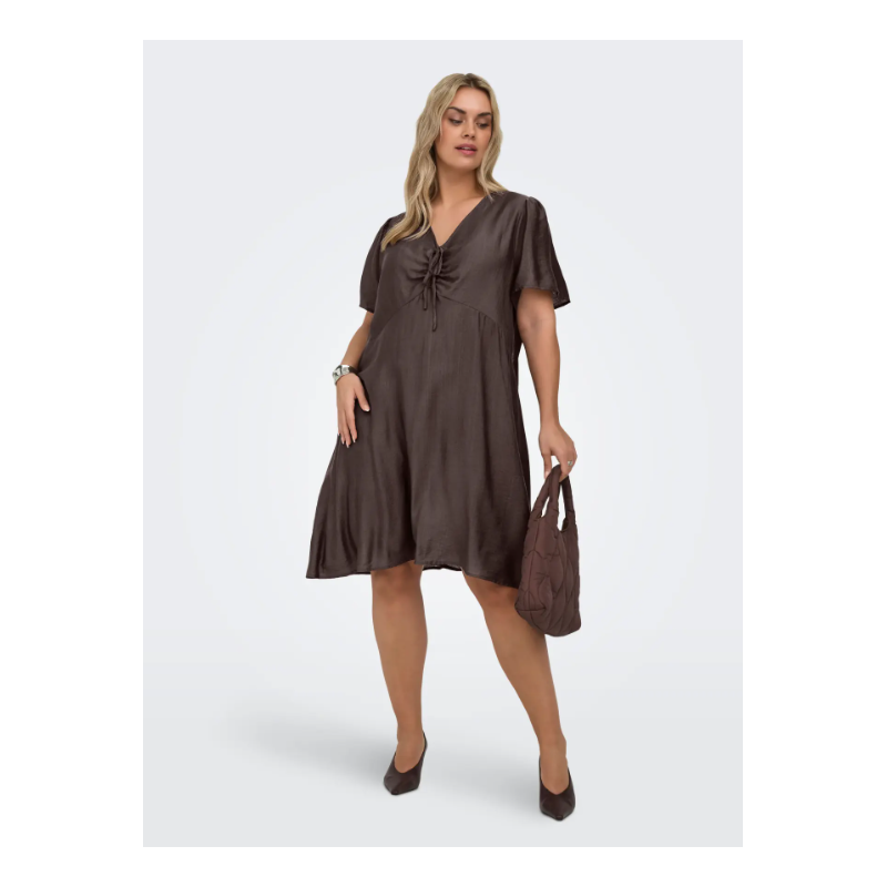 ONLY CARMAKOMA Cecilia kortærmet kjole - Chocolate Martini