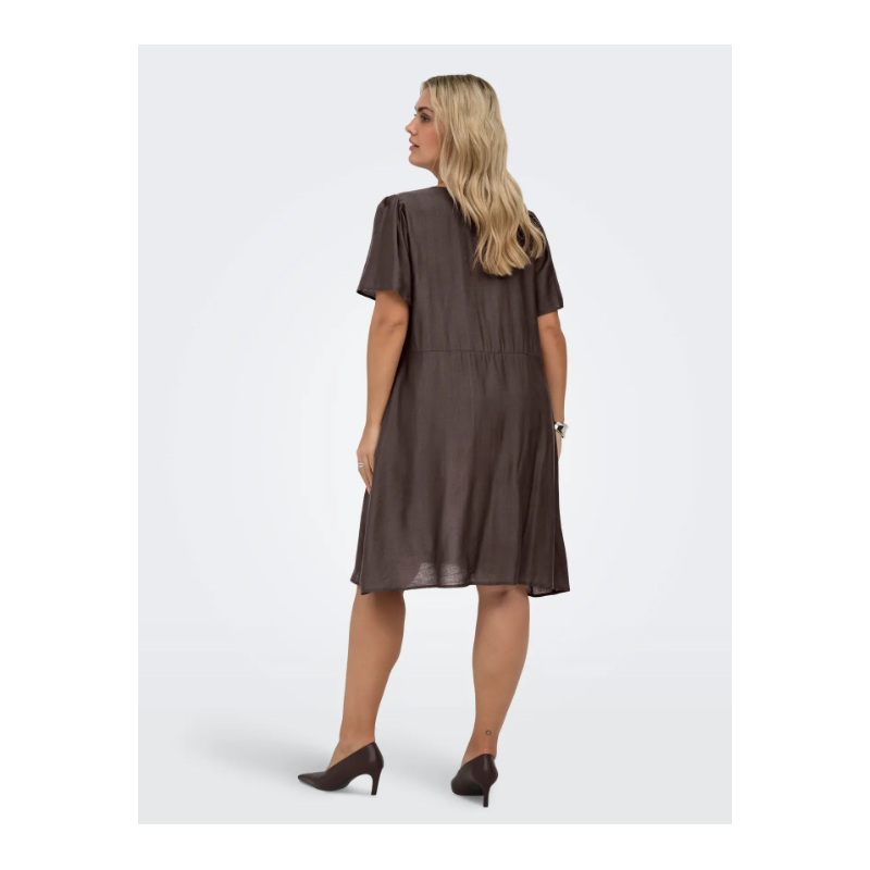 ONLY CARMAKOMA Cecilia kortærmet kjole - Chocolate Martini