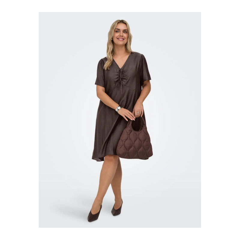 ONLY CARMAKOMA Cecilia kortærmet kjole - Chocolate Martini