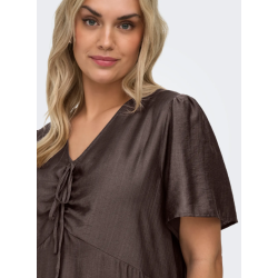 ONLY CARMAKOMA Cecilia kortærmet kjole - Chocolate Martini