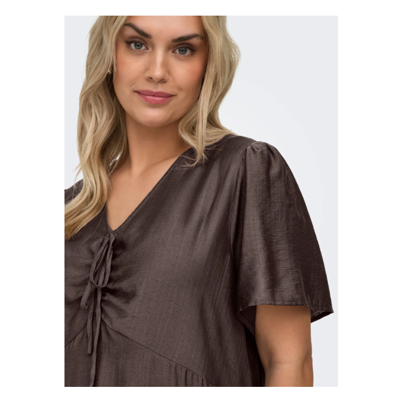 ONLY CARMAKOMA Cecilia kortærmet kjole - Chocolate Martini