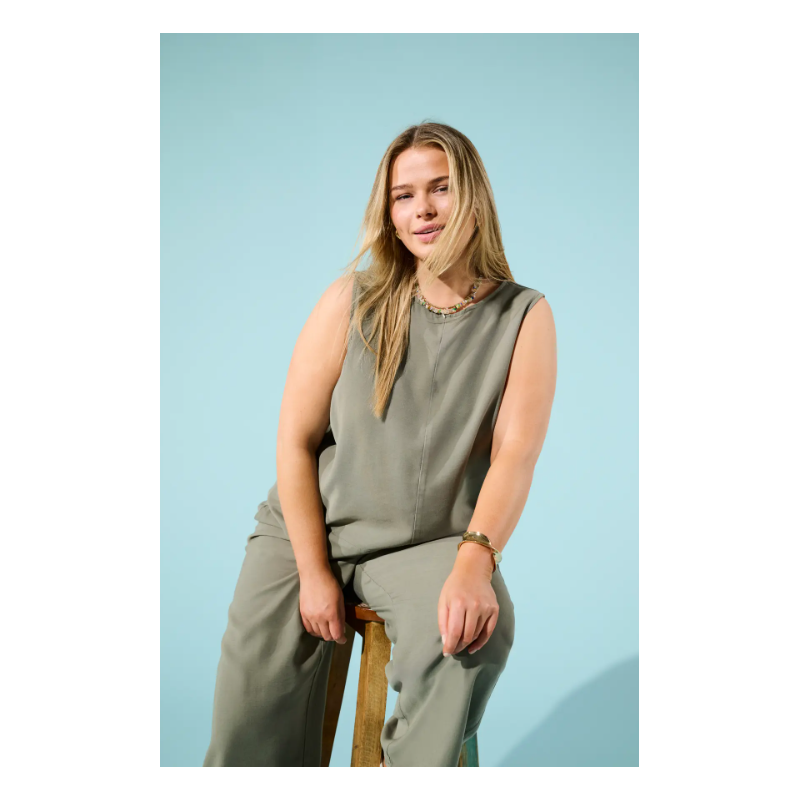 ONLY CARMAKOMA Doris kortærmet top - Smokey Olive