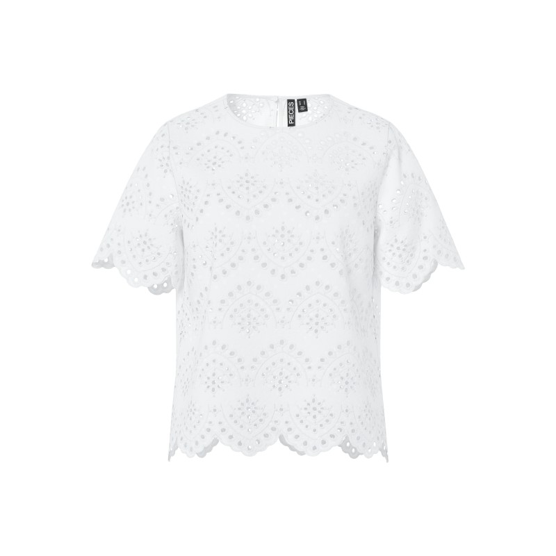 PIECES Vilde kortærmet blonde t-short - Bright white