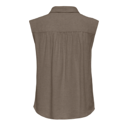 ONLY Siesta ærmeløs hør skjorte - Walnut