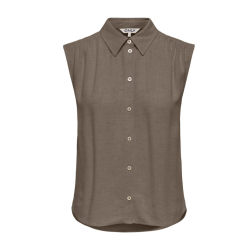 ONLY Siesta ærmeløs hør skjorte - Walnut