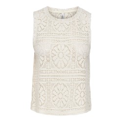 ONLY Lian Kortærmet blonde croptop - Birch