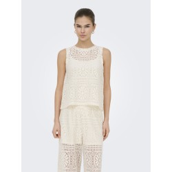 ONLY Lian Kortærmet blonde croptop - Birch