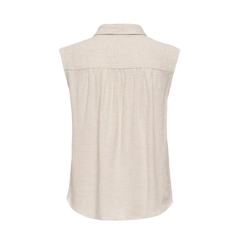 ONLY CARMAKOMA Siesta kortærmet hør skjorte - Moonbeam