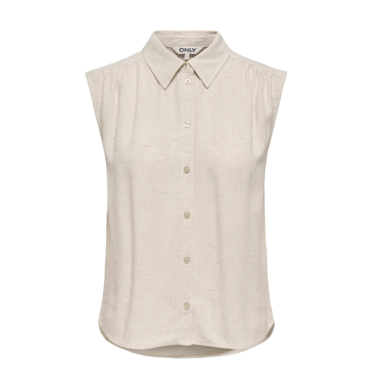 ONLY CARMAKOMA Siesta kortærmet hør skjorte - Moonbeam