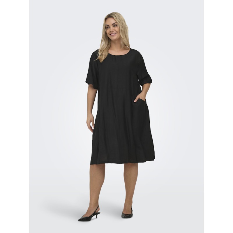 ONLY CARMAKOMA Johanna kortærmet kjole - Black