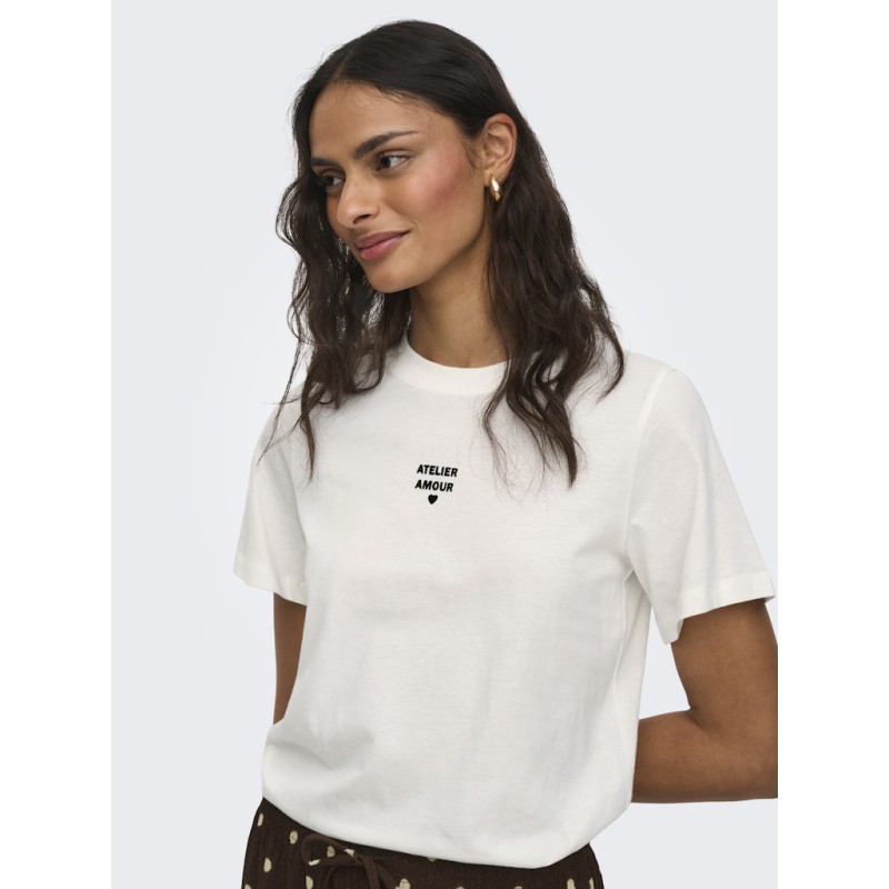 JDY May Pisa Kortærmet Print T-shirt - Cloud Dancer