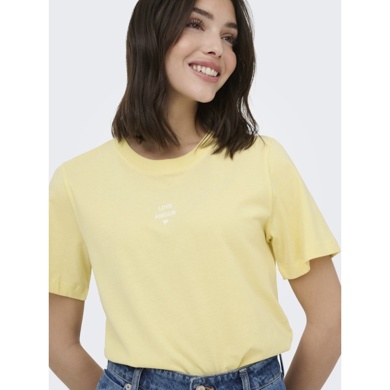 JDY May Pisa Kortærmet Print T-shirt - Double Cream