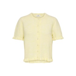 JDY Letty Kortærmet Flæse Strik Cardigan - Pastel Yellow