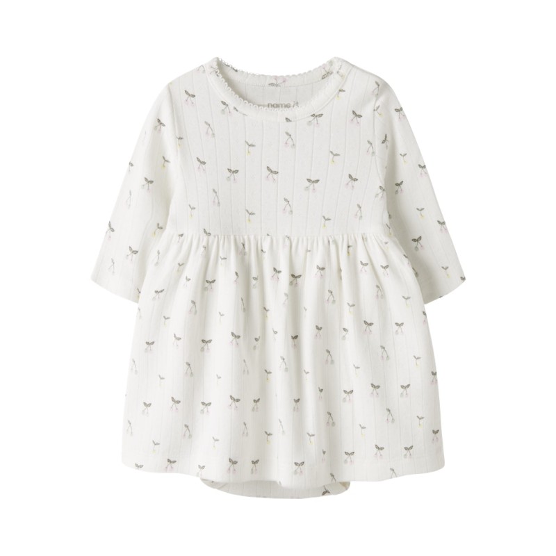 NAME IT Baby FiCherry Langærmet Bodystocking Kjole - Cloud Dancer