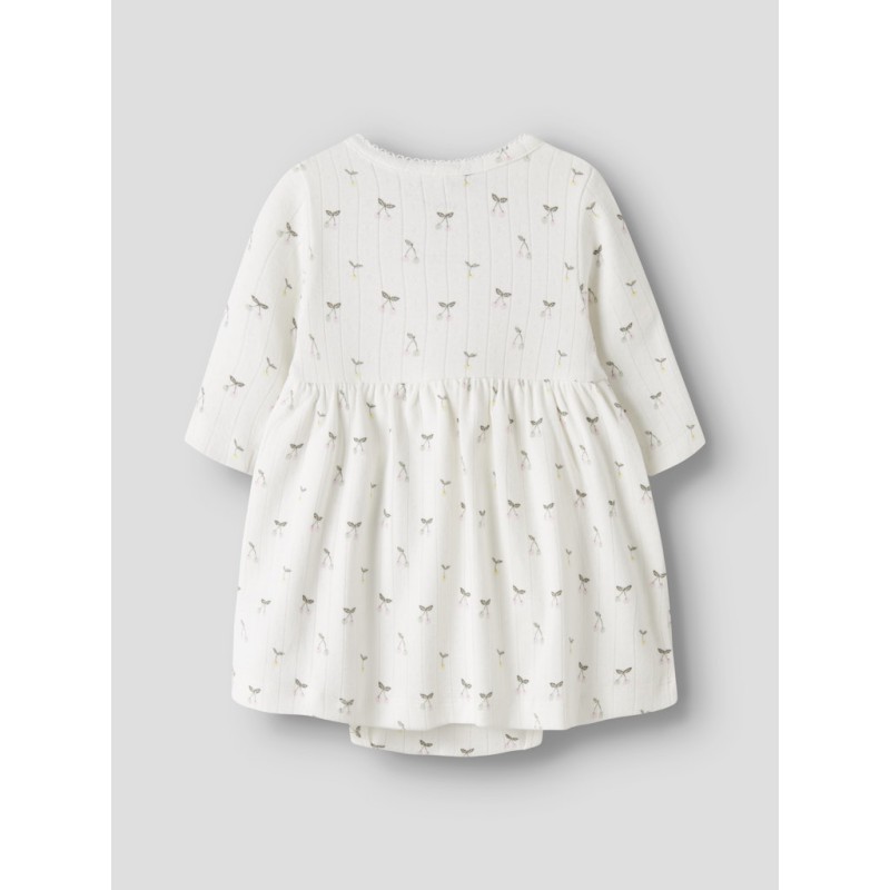 NAME IT Baby FiCherry Langærmet Bodystocking Kjole - Cloud Dancer