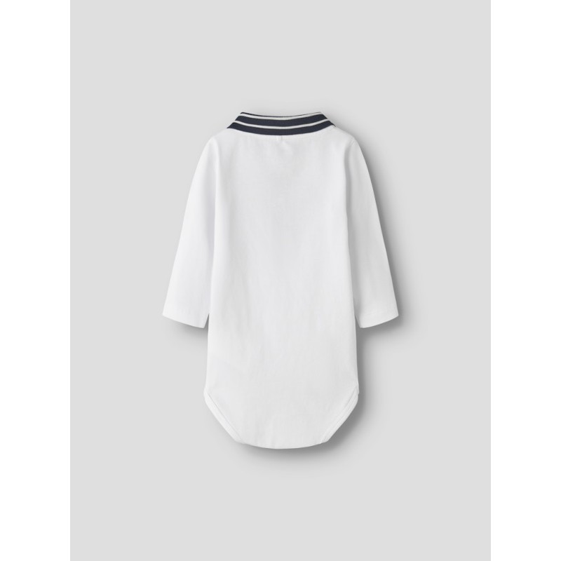 NAME IT Baby Flip Langærmet Polo Bodystocking - Bright White