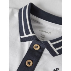 NAME IT Baby Flip Langærmet Polo Bodystocking - Bright White