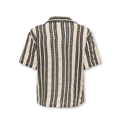 ONLY & SONS Junior Dani Hæklet Kortærmet Skjorte - Cloud Dancer / Sort