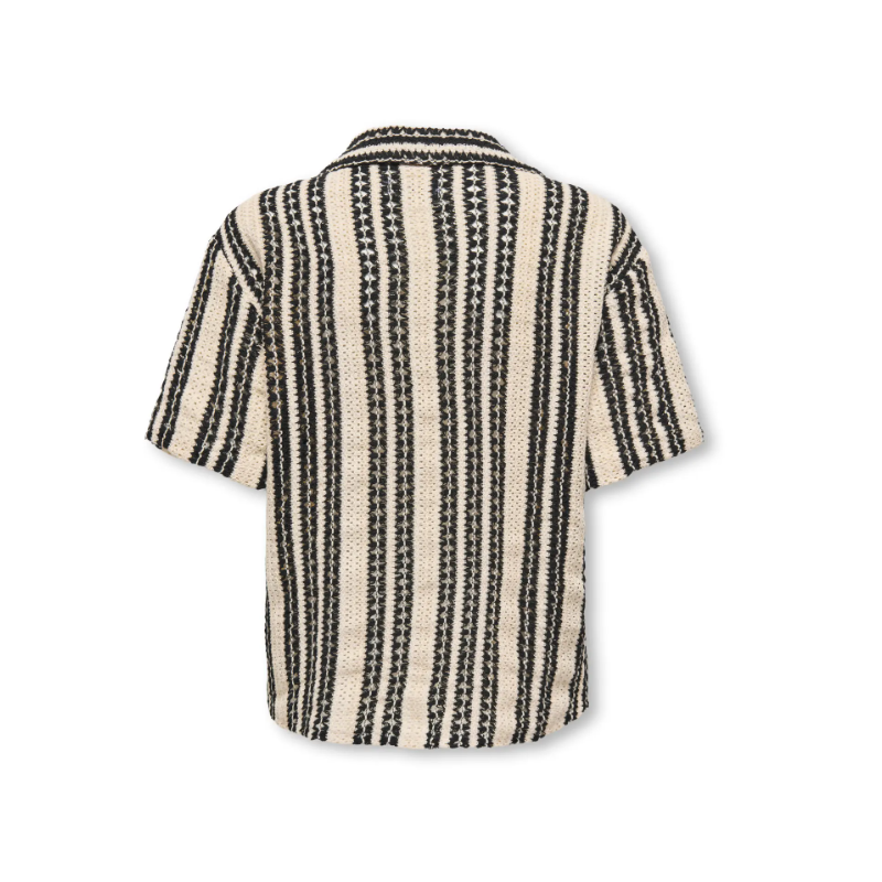 ONLY & SONS Junior Dani Hæklet Kortærmet Skjorte - Cloud Dancer / Sort