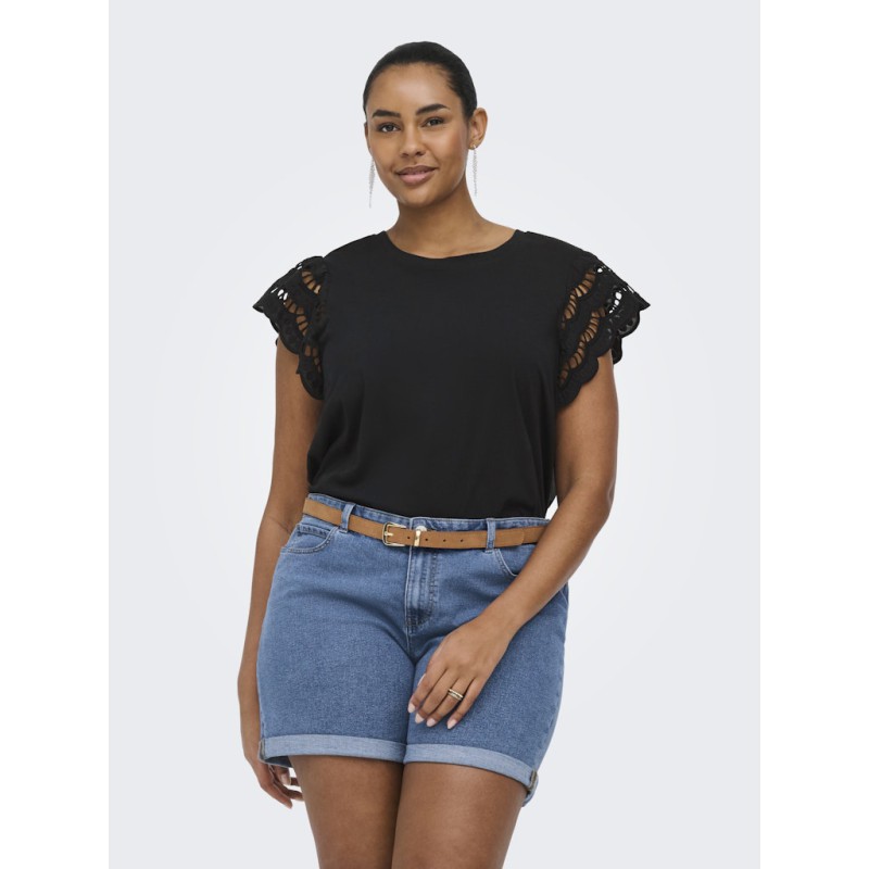 ONLY CARMAKOMA Macy Kortærmet Blonde Top - Sort