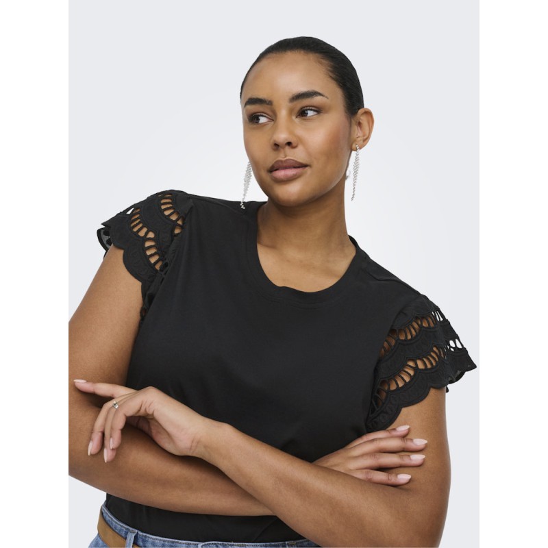 ONLY CARMAKOMA Macy Kortærmet Blonde Top - Sort