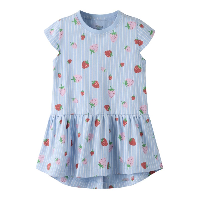 NAME IT MINI Vigga Capsl Kjole - Chambray Blue / Jordbær