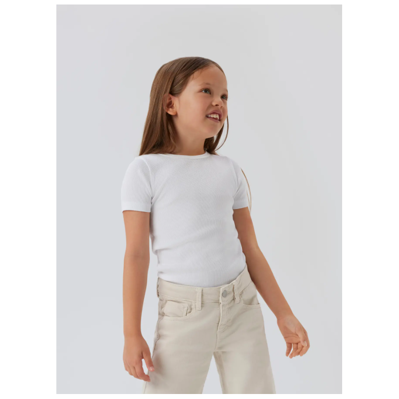 NAME IT Kids Nakal Kortærmet Slim Top - Bright White
