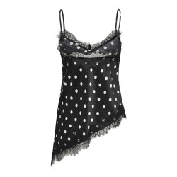 ONLY Bella Strop satin Blonde Top - Black and white dots