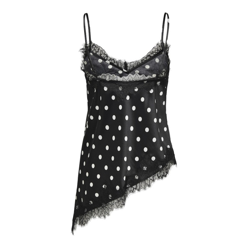 ONLY Bella Strop satin Blonde Top - Black and white dots