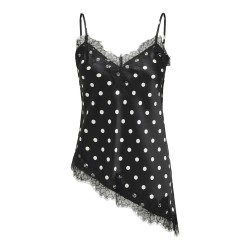 ONLY Bella Strop satin Blonde Top - Black and white dots