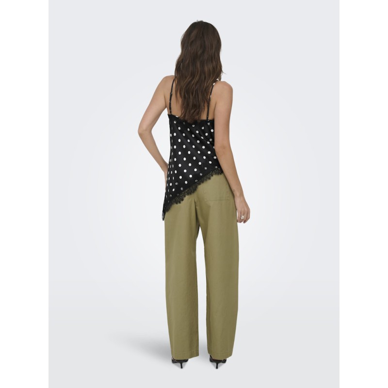 ONLY Bella Strop satin Blonde Top - Black and white dots