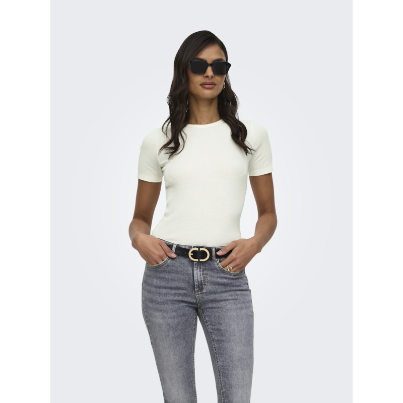 JDY Lucky S/S Rund Hals T-shirt - Cloud Dancer