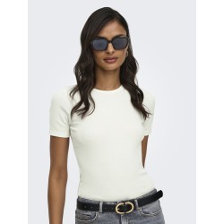 JDY Lucky S/S Rund Hals T-shirt - Cloud Dancer